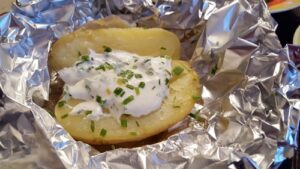 ideas for camping meals. Baked potatoes