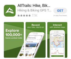 AllTrails hiking app.