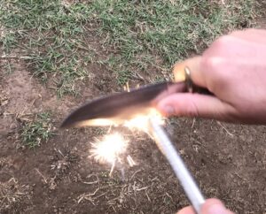 Ising knife with ferro rod for fire lighting