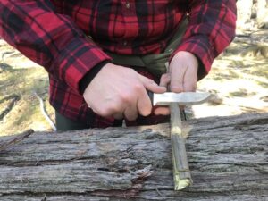 Survival Mora Garberg knife carving stick.