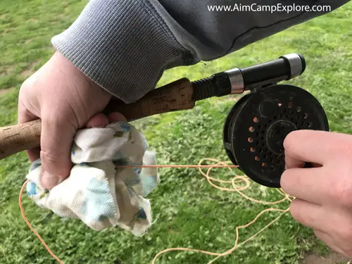 Cleaning fly line.